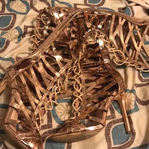Rose Gold Nicki Minaj Thigh High Boots
